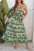 Desert Mirage Aztec Print Shirred Bodice A Line Maxi Dress
